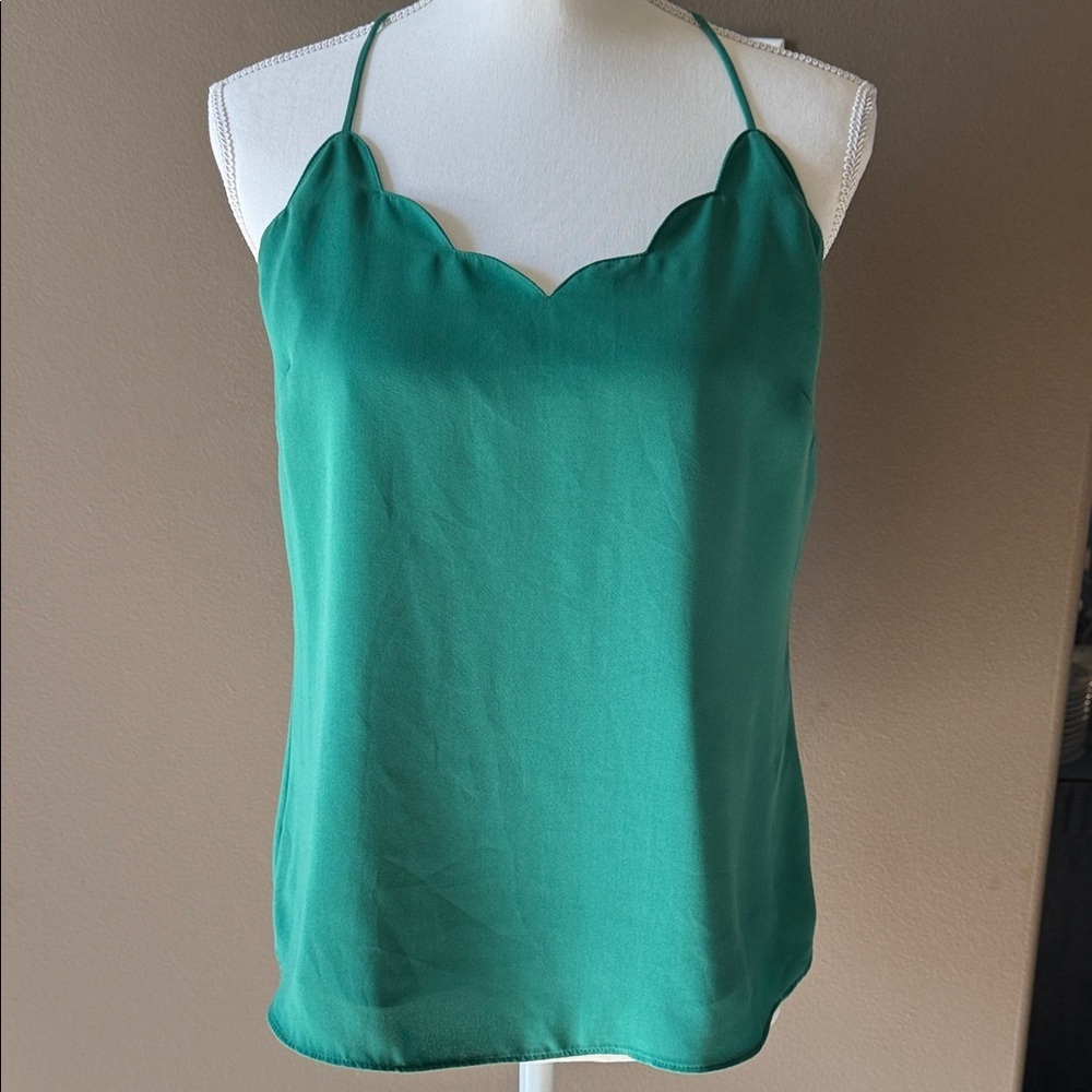 J CREW Green Scallop-Edge Camisole Top Size 6
